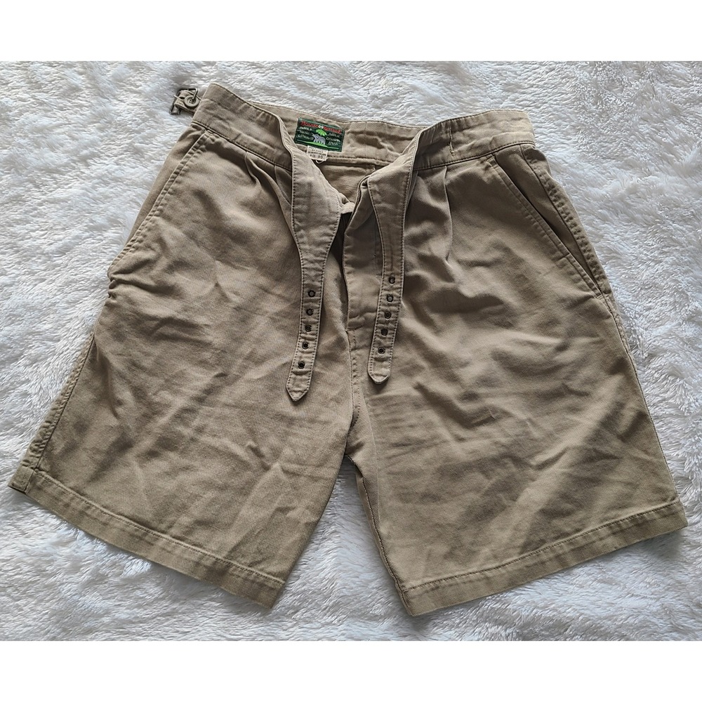 Vintage Banana Republic Safari Shorts Gurkha 30 Khaki Cotton Zimbabwe Belt Flaw